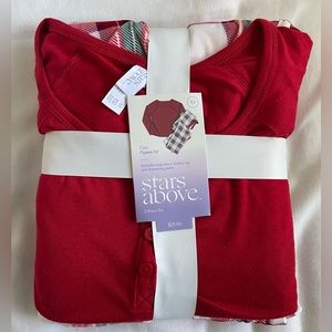 Stars Above Junior Cozy 2-Piece Long Sleeves Pajama Set Red/Plaid Size XS